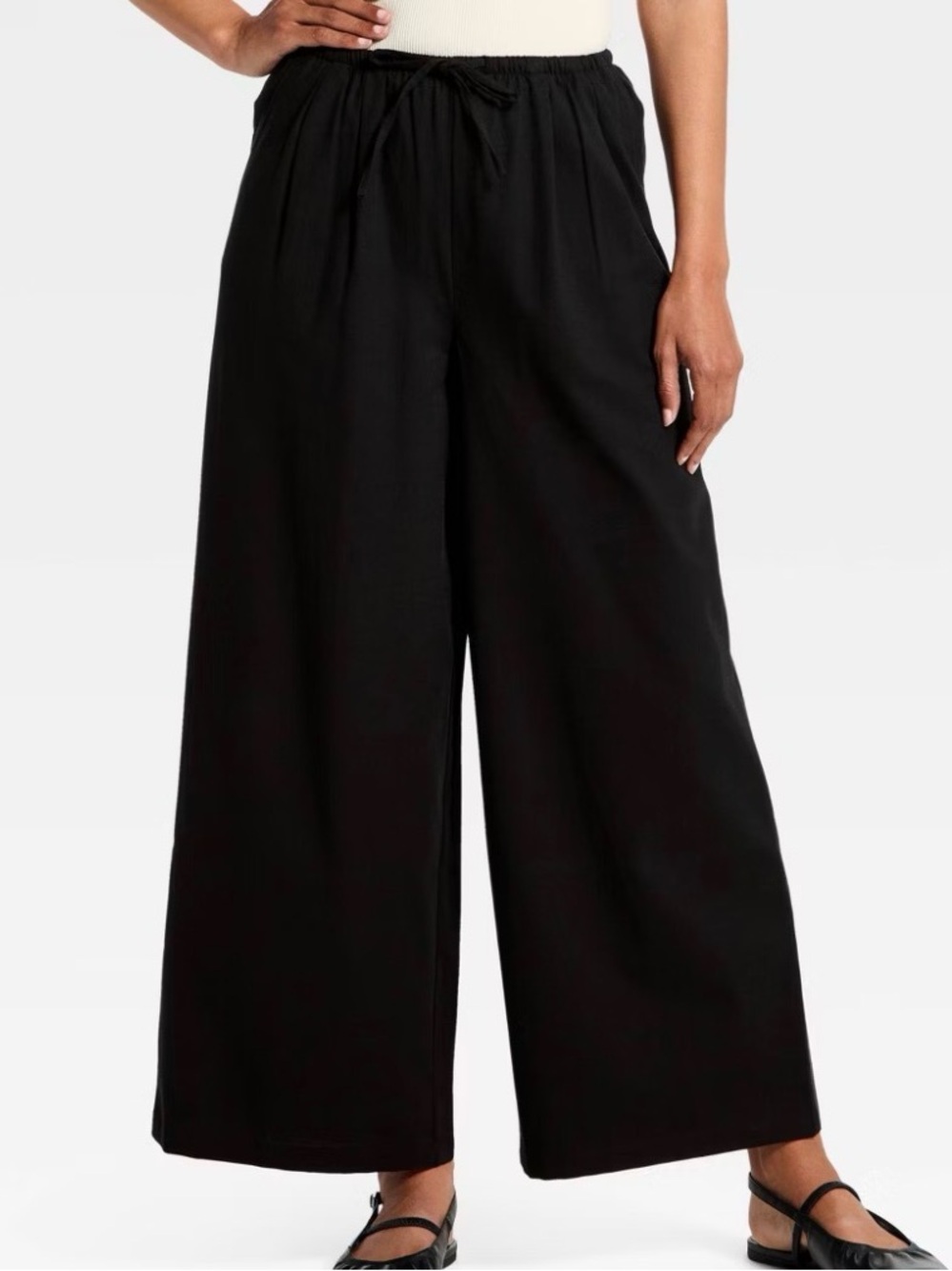 🌺NWOT A NEW DAY BLACK WIDE LEG DRAW STRING PANT SIZE MEDIUM🌺